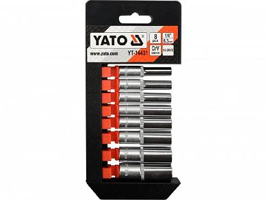 Головки торцевые длинные 1/4&quot;, набор 8шт Yato